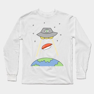 Alien and Sushi Cute Funny Meme Long Sleeve T-Shirt